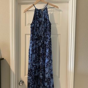 Loft Navy & blue floral maxi dress